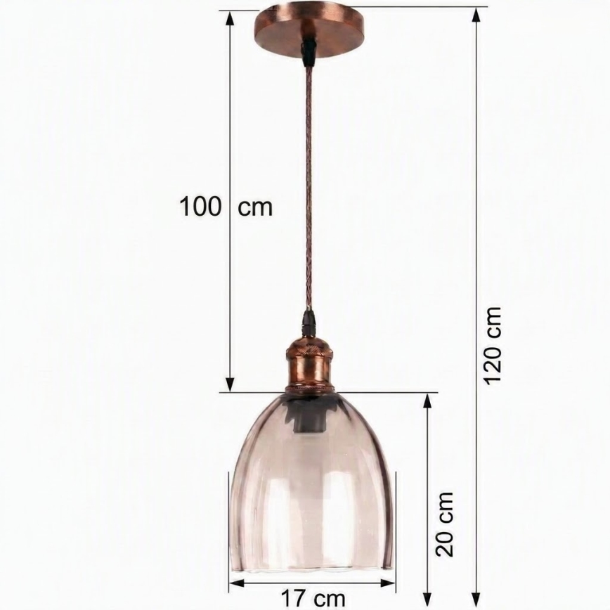 Brilagi - LED-hanglamp aan kabel RETRO GLASS 1xE27/60W/230V Ø 17 cm koper/gerookt beige