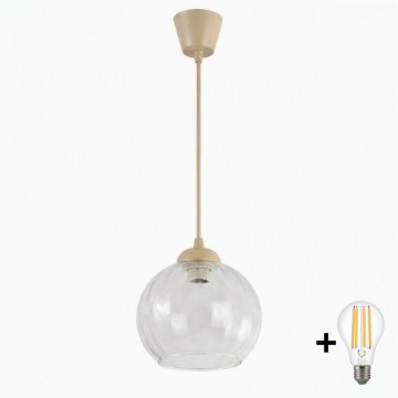 Brilagi - LED-hanglamp met kabel RETRO GLAS 1xE27/60W/230V Ø 25 cm beige/helder
