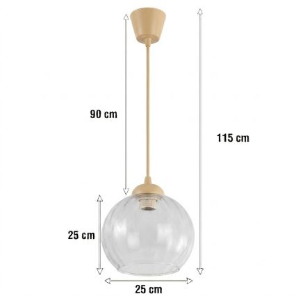Brilagi - LED-hanglamp met kabel RETRO GLAS 1xE27/60W/230V Ø 25 cm beige/helder