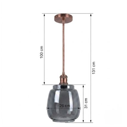 Brilagi - LED-hanglamp aan kabel RETRO GLASS 1xE27/60W/230V Ø 26 cm wit/rookgrijs