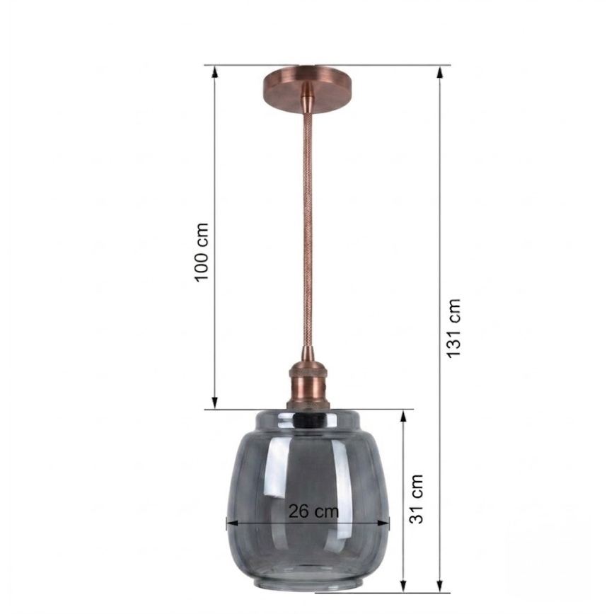 Brilagi - LED-hanglamp aan kabel RETRO GLASS 1xE27/60W/230V Ø 26 cm wit/rookgrijs
