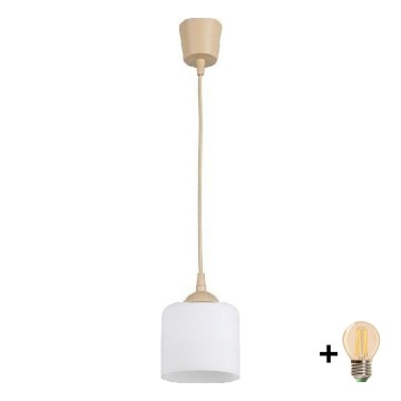 BRILAGI - LED-hanglamp met kabel RETRO GLASS 1x E27/60W/230V Ø 10 cm beige/wit