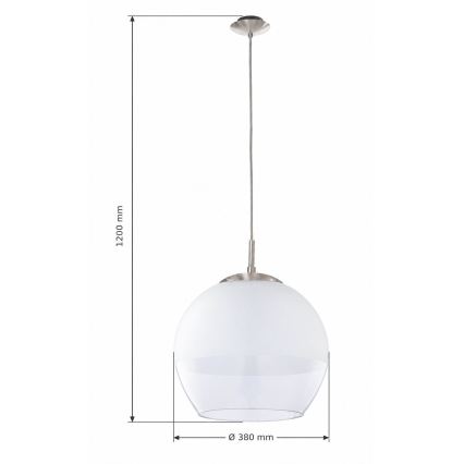 BRILAGI - LED-hanglamp aan kabel RETRO GLASS 1xE27/60W/230V Ø 38 cm mat chroom/wit