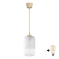 Brilagi - LED-hanglamp met kabel RETRO GLASS 1xE27/60W/230V Ø 14 cm beige/wit