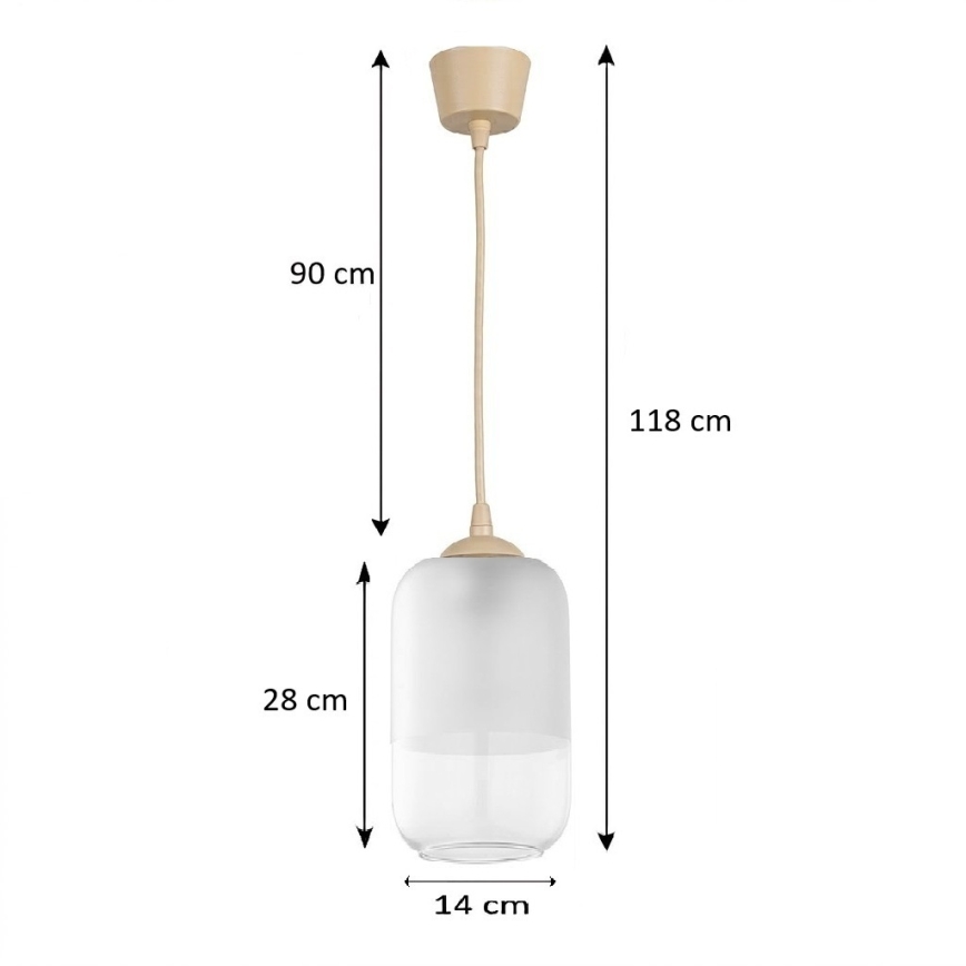 Brilagi - LED-hanglamp met kabel RETRO GLASS 1xE27/60W/230V Ø 14 cm beige/wit