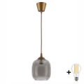 Brilagi - LED-hanglamp met kabel RETRO GLASS 1xE27/60W/230V Ø 14 cm bruin/rookgrijs