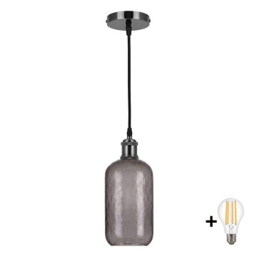 BRILAGI - LED hanglamp met kabel RETRO GLASS 1xE27/60W/230V Ø 14 cm zwart/rookgrijs