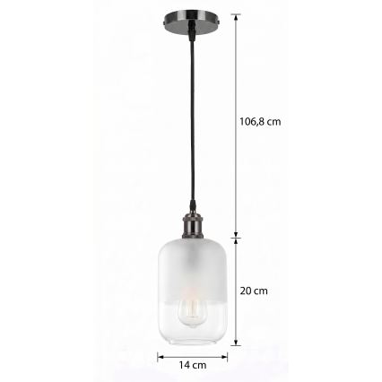 BRILAGI - LED-hanglamp met kabel RETRO GLASS 1xE27/60W/230V Ø 14 cm zwart/wit