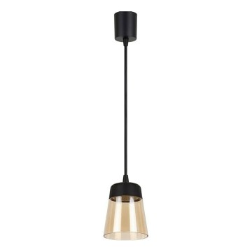 Brilagi - LED-hanglamp met kabel RETRO GLASS 1xE27/60W/230V Ø 15,5 cm zwart/rookkleurig beige