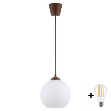 Brilagi - LED-hanglamp met kabel RETRO GLASS 1xE27/60W/230V Ø 15 cm bruin/wit