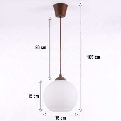 Brilagi - LED-hanglamp met kabel RETRO GLASS 1xE27/60W/230V Ø 15 cm bruin/wit