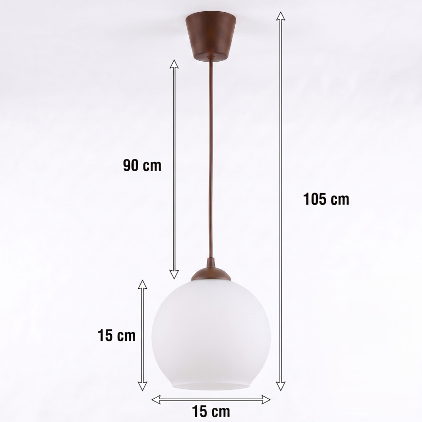 Brilagi - LED-hanglamp met kabel RETRO GLASS 1xE27/60W/230V Ø 15 cm bruin/wit