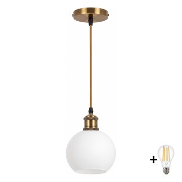 BRILAGI - LED-hanglamp met kabel RETRO GLASS 1xE27/60W/230V Ø 15 cm goud/wit
