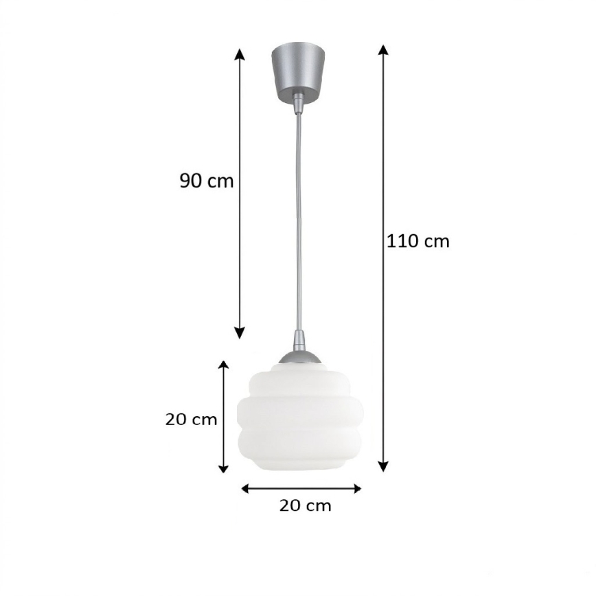 Brilagi - LED-hanglamp met kabel RETRO GLASS 1xE27/60W/230V Ø 20 cm zilver/wit