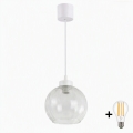 Brilagi - LED-hanglamp met kabel RETRO GLASS 1xE27/60W/230V Ø 25 cm wit/helder