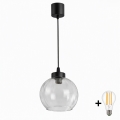 Brilagi - LED-hanglamp met kabel RETRO GLASS 1xE27/60W/230V Ø 25 cm zwart/helder