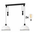 BRILAGI - LED-hanglamp met kabel RETRO GLASS 2xE27/40W/230V zwart/wit