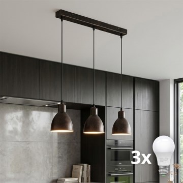 Brilagi - LED-hanglamp met kabel RIDDY 3xE27/60W/230V koper/patina