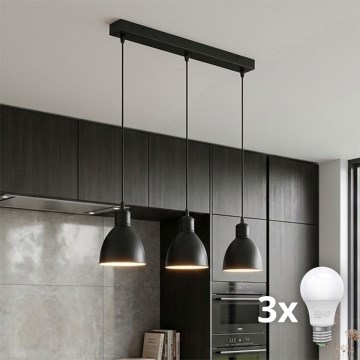 Brilagi - LED-hanglamp met kabel RIDDY 3xE27/60W/230V zwart