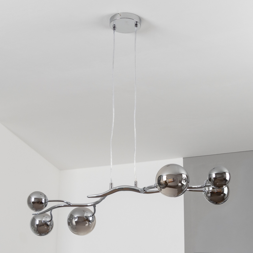 Brilagi - LED-hanglamp met kabelophanging MISTEL 6xG9/3W/230V zwart chroom/gerookt glas