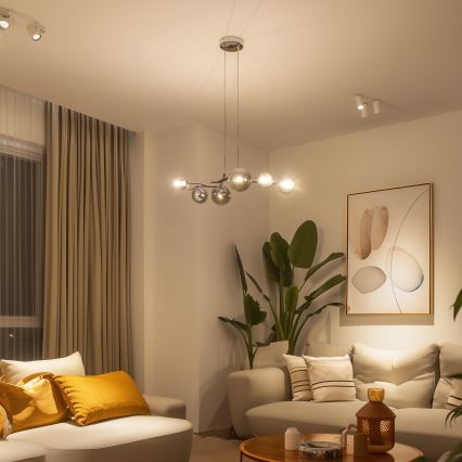 Brilagi - LED-hanglamp met kabelophanging MISTEL 6xG9/3W/230V zwart chroom/gerookt glas