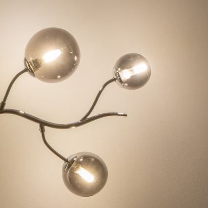 Brilagi - LED-hanglamp met kabelophanging MISTEL 6xG9/3W/230V zwart chroom/gerookt glas