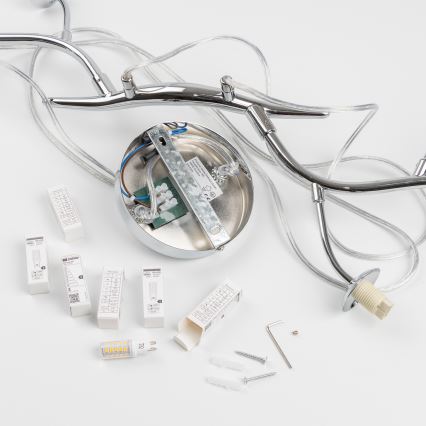 Brilagi - LED-hanglamp met kabelophanging MISTEL 6xG9/3W/230V zwart chroom/gerookt glas