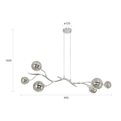 Brilagi - LED-hanglamp met kabelophanging MISTEL 6xG9/3W/230V zwart chroom/gerookt glas
