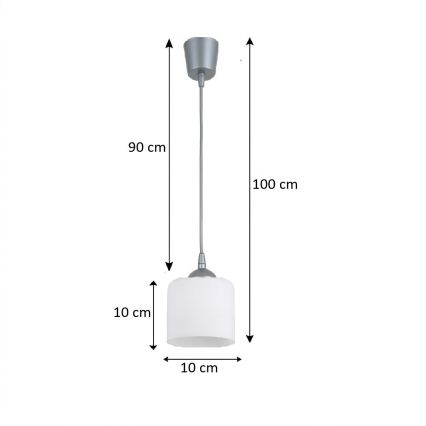 BRILAGI - LED-hanglamp met kabelophanging RETRO GLASS 1x E27/60W/230V Ø 10 cm zilver/wit