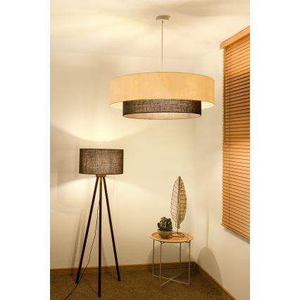 Brilagi - LED hanglamp met snoer BOHO-stijl 3xE27/15W/230V Ø 80 cm crème/bruin