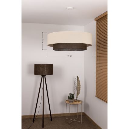 Brilagi - LED hanglamp met snoer BOHO-stijl 3xE27/15W/230V Ø 80 cm crème/bruin