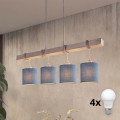 Brilagi - LED-hanglamp met snoer NUBILA 4xE27/60W/230V grijs/donkerblauw