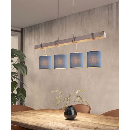 Brilagi - LED-hanglamp met snoer NUBILA 4xE27/60W/230V grijs/donkerblauw