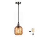BRILAGI - LED hanglamp met snoer RETRO GLASS 1xE27/60W/230V Ø 14 cm zwart/rookbruin