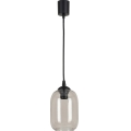 Brilagi - LED-hanglamp met snoer RETRO GLASS 1xE27/60W/230V Ø 14 cm zwart/rookgrijs