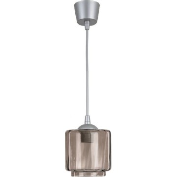 Brilagi - LED-hanglamp met snoer RETRO GLASS 1xE27/60W/230V Ø 15 cm zilver/rookbeige