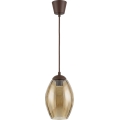 Brilagi - LED hanglamp met snoer RETRO GLASS 1xE27/60W/230V Ø 17 cm bruin/rookbeige