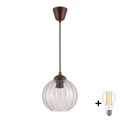 Brilagi - LED-hanglamp met snoer RETRO GLASS 1xE27/60W/230V Ø 18 cm bruin/helder
