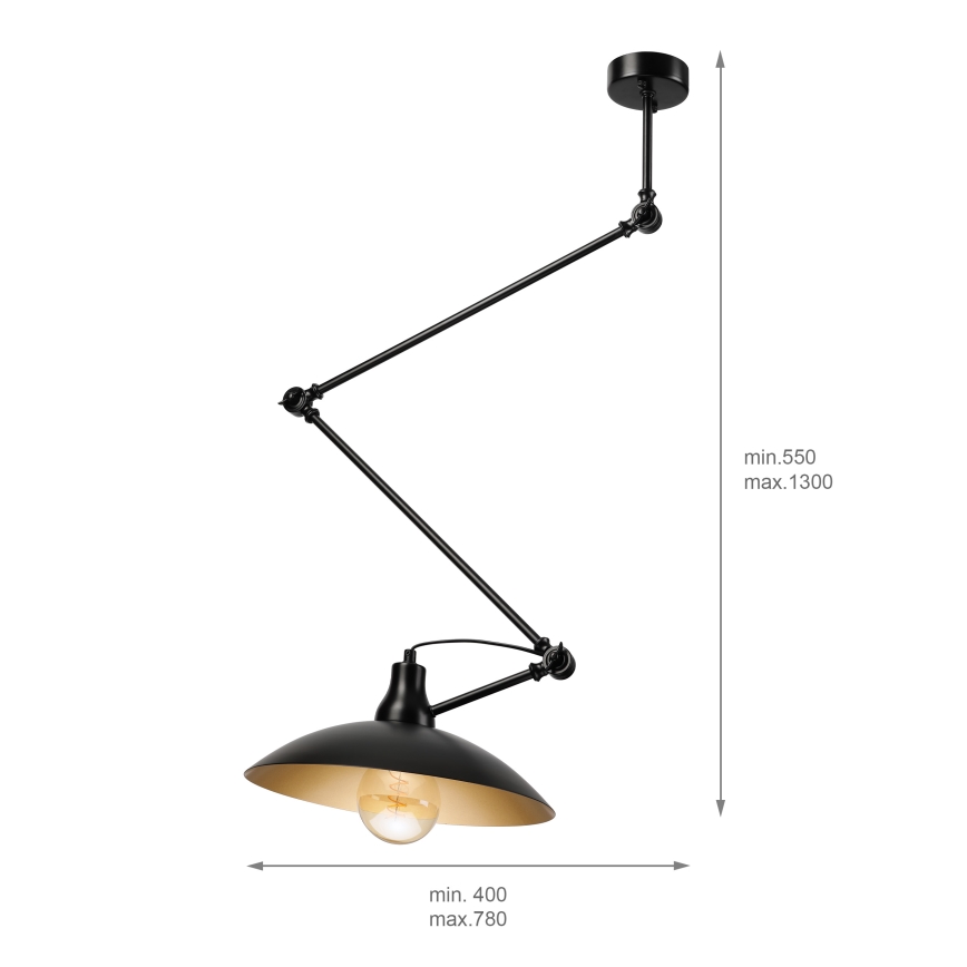 Brilagi - LED-hanglamp met staaf IRONBEAM 1xE27/60W/230V zwart