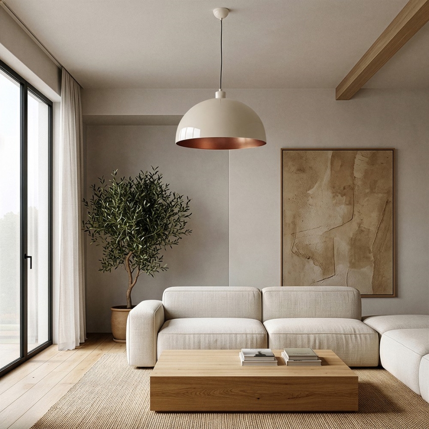 Brilagi - LED-hanglamp METALO aan kabel 1xE27/40W/230V Ø 40 cm beige/koper