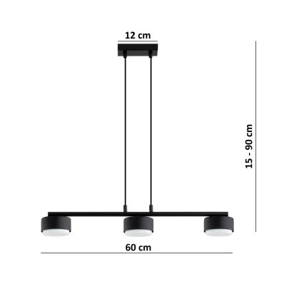 Brilagi - LED-hanglamp MONO aan kabel 3xGX53/30W/230V zwart