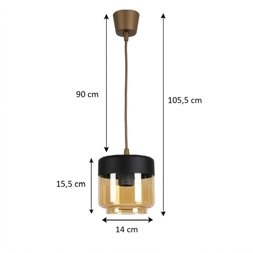 BRILAGI - LED-hanglamp aan kabel RETRO GLASS 1xE27/60W/230V pr. 14 cm bruin/rookbeige/zwart