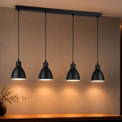 Brilagi - LED-hanglamp RIDDY aan kabel 4xE27/60W/230V, zwart