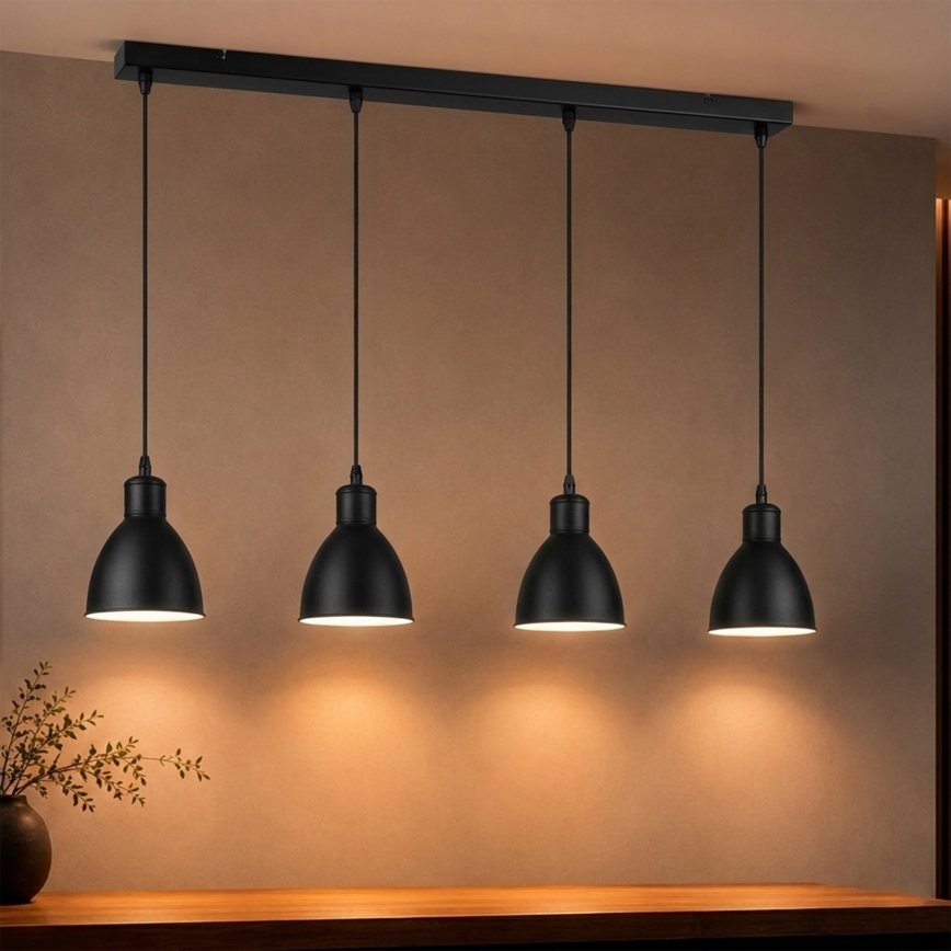 Brilagi - LED-hanglamp RIDDY aan kabel 4xE27/60W/230V, zwart