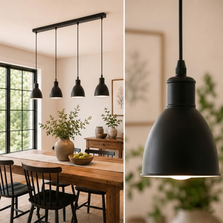 Brilagi - LED-hanglamp RIDDY aan kabel 4xE27/60W/230V, zwart