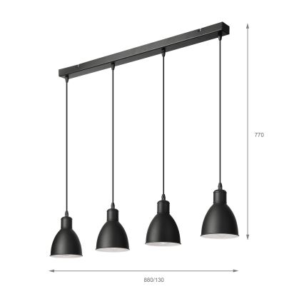 Brilagi - LED-hanglamp RIDDY aan kabel 4xE27/60W/230V, zwart