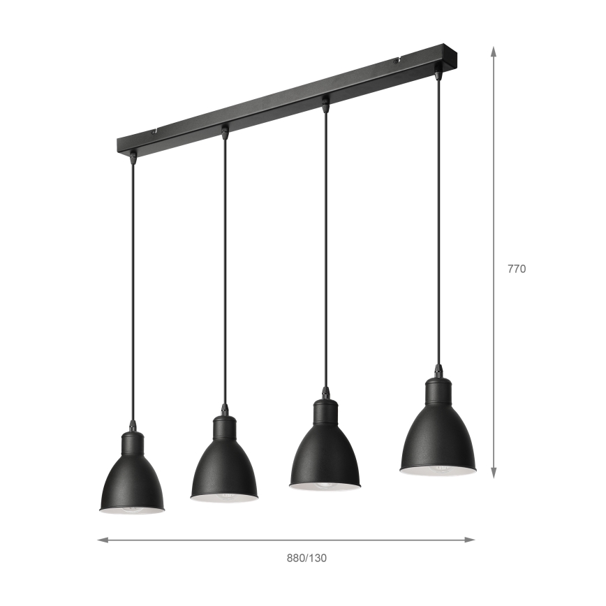 Brilagi - LED-hanglamp RIDDY aan kabel 4xE27/60W/230V, zwart