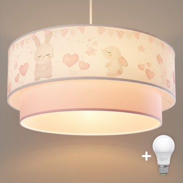 Brilagi - LED-hanglamp voor kinderen BOBO 1xE27/60W/230V Ø 40 cm crème/roze/konijntjes