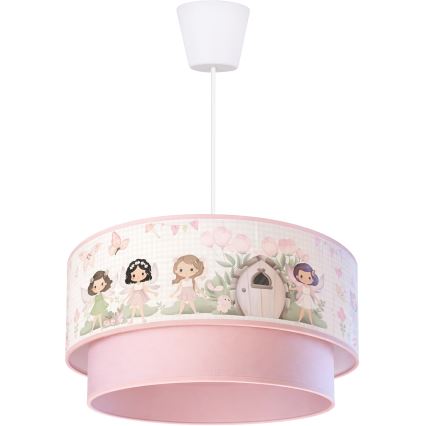 Brilagi - LED hanglamp voor kinderkamer aan kabel BOBO 1xE27/10W/230V Ø 40 cm roze/feeën