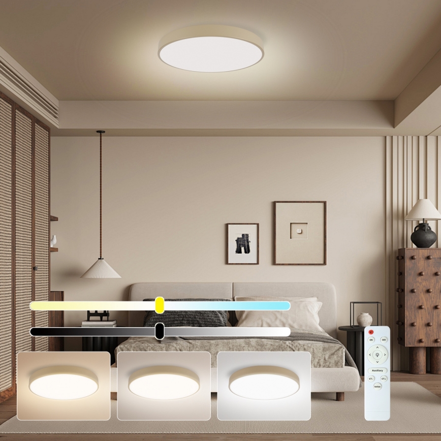 Brilagi - Dimbare Plafondlamp POOL LED/48W/230V 3000-6000K Ø 40 cm beige + afstandsbediening